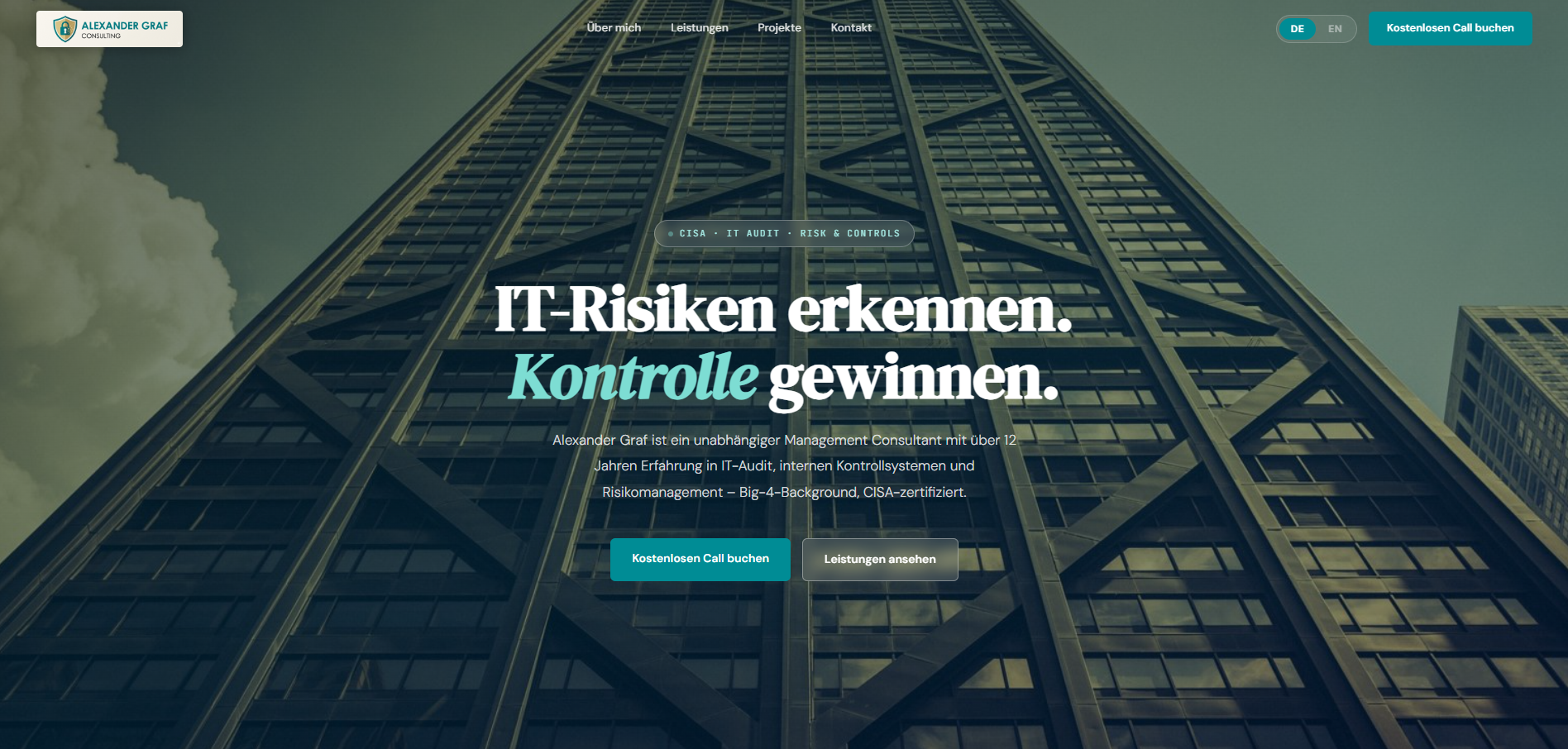 Screenshot der Website Alexander Graf Consulting — IT Audit, Risk & Controls