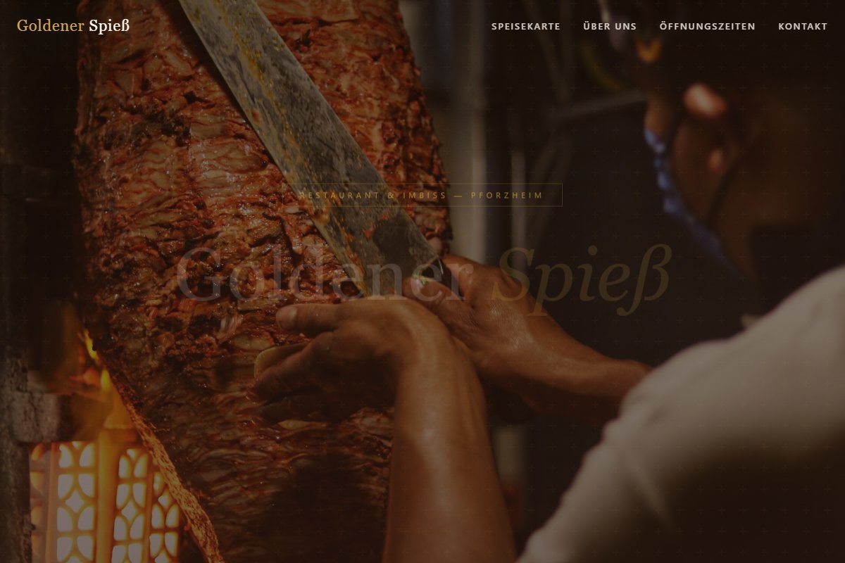 Screenshot der Goldener Spieß Website - Restaurant in Pforzheim